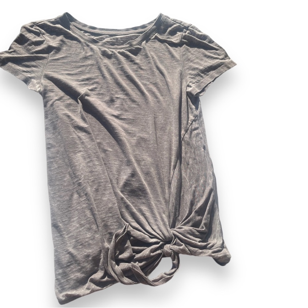 EUC Tie Front Lightweight Burnout Marbled Grey Tee | XS